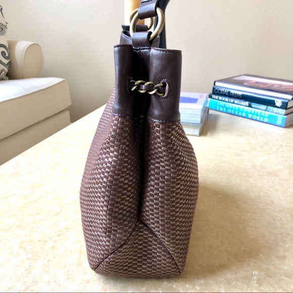 NWOT Talbots Leather & Woven Cloth Shoulder Bag - Picture 5 of 8